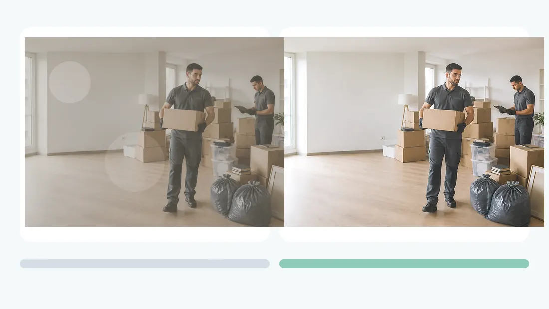 Vorher-Nachher Servicebild für Räumung und Wohnungsauflösung